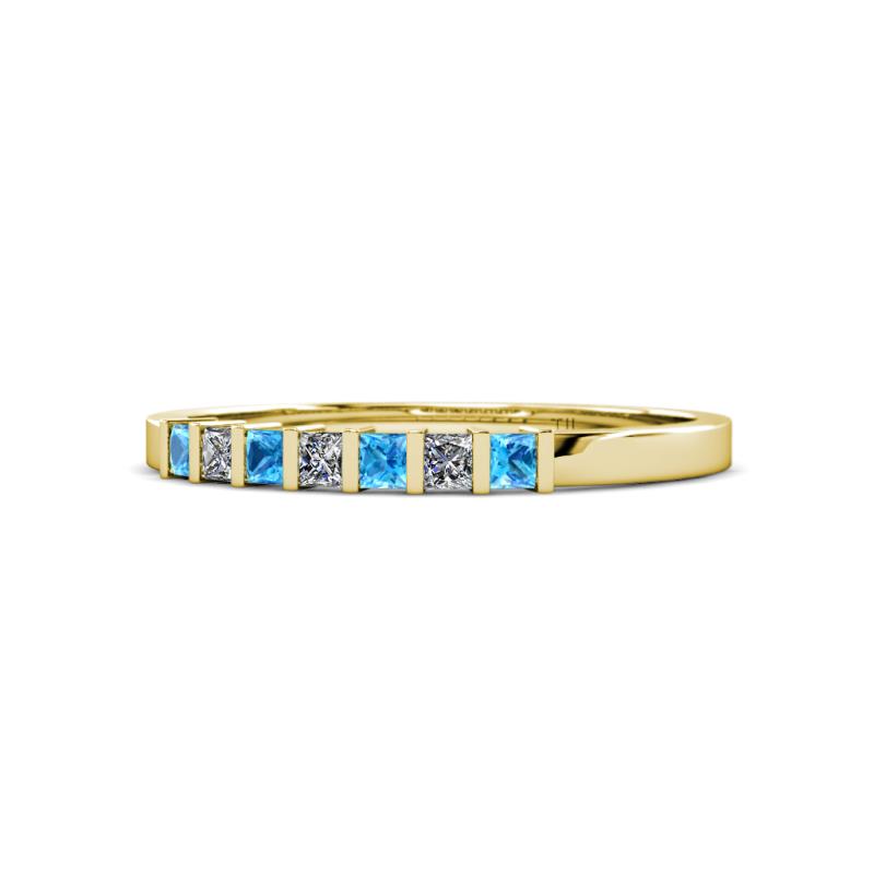 Abila 2.50 mm Blue Topaz and Diamond 7 Stone Wedding Band 