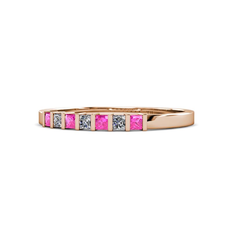 Abila 2.50 mm Pink Sapphire and Diamond 7 Stone Wedding Band 