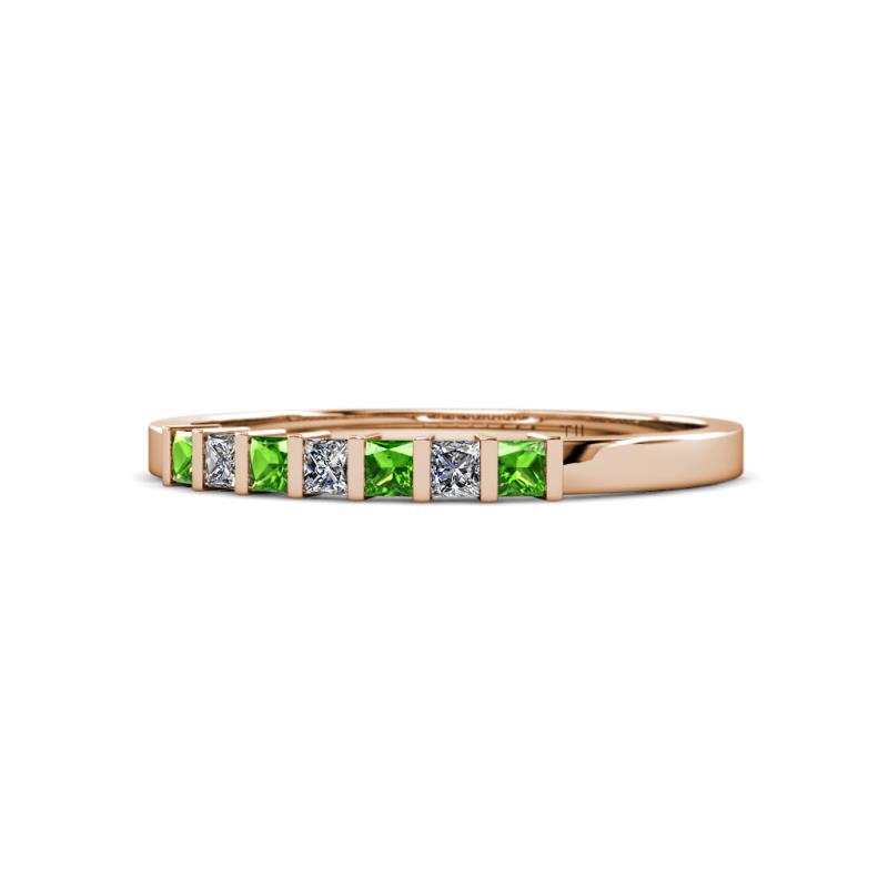 Abila 2.50 mm Green Garnet and Diamond 7 Stone Wedding Band 