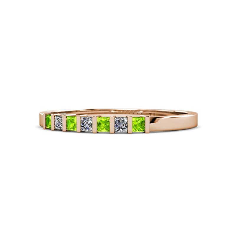 Abila 2.50 mm Peridot and Diamond 7 Stone Wedding Band 