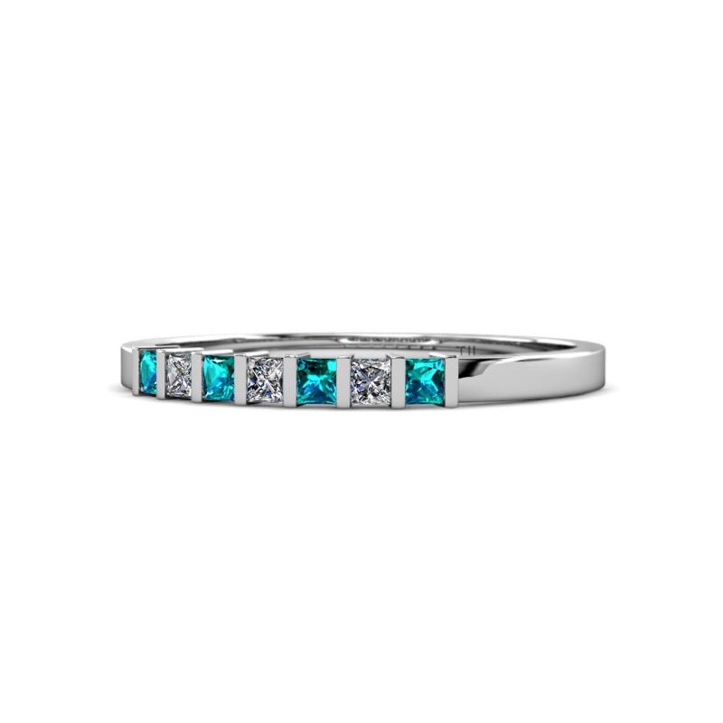 Abila 2.50 mm London Blue Topaz and Diamond 7 Stone Wedding Band 