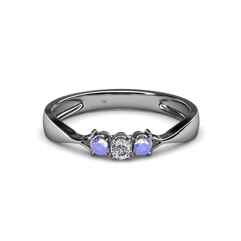 Rylai 0.17 ctw Natural Diamond (2.70 mm) and Tanzanite Three Stone Engagement Ring  