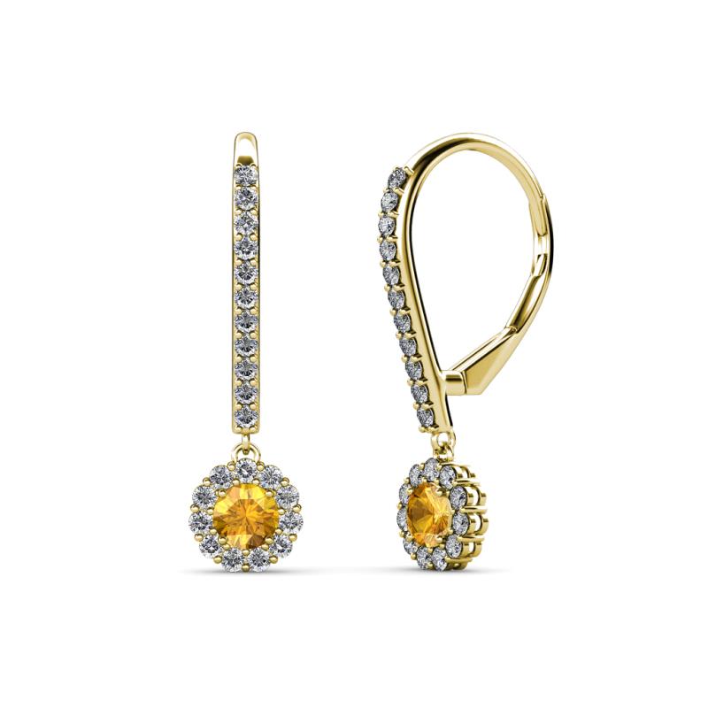 Ava Citrine and Diamond Halo Dangling Earrings 