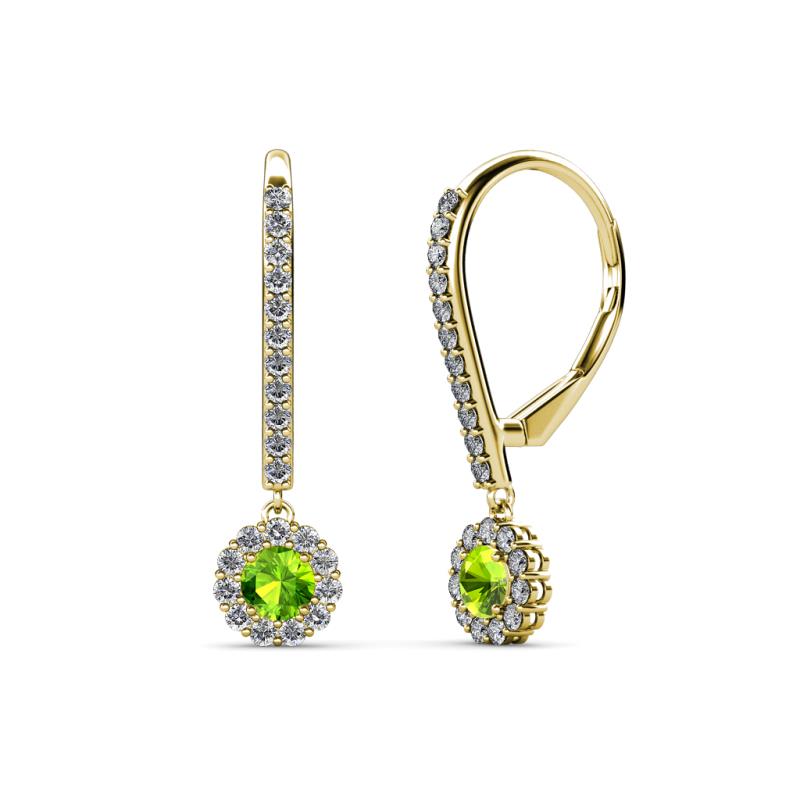 Ava Peridot and Diamond Halo Dangling Earrings 
