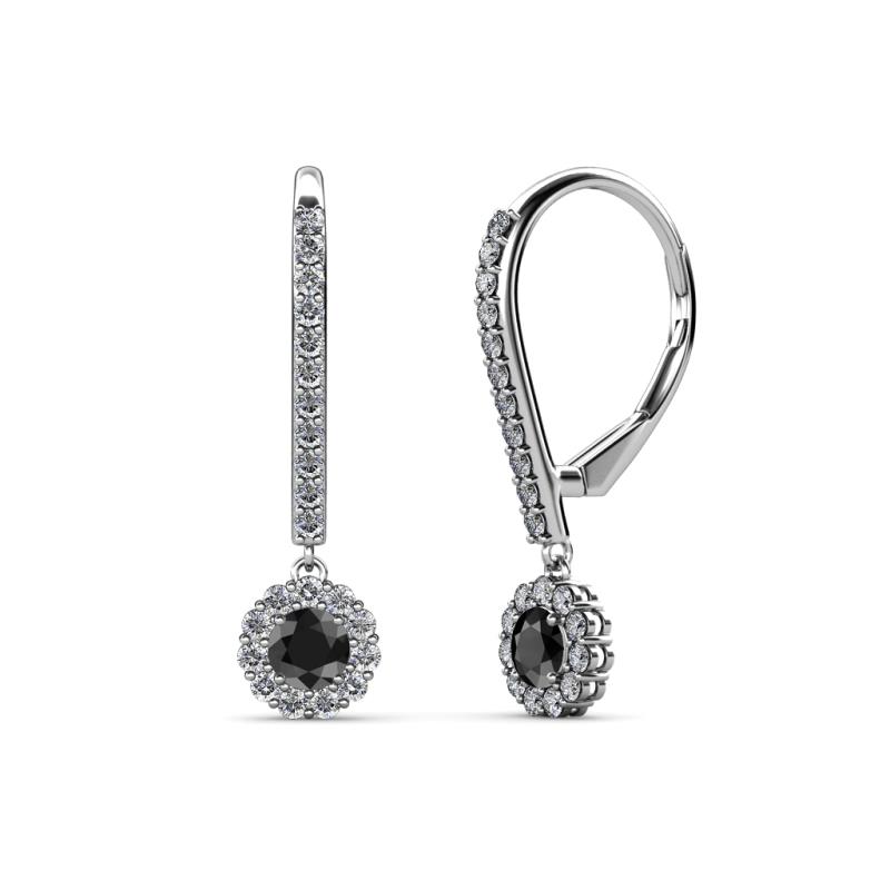 Ava Black and White Diamond Halo Dangling Earrings 