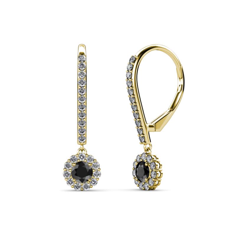 Ava Black and White Diamond Halo Dangling Earrings 