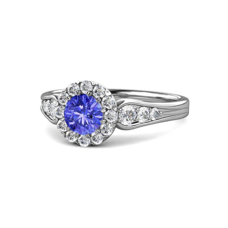 Kallista Signature Tanzanite and Diamond Halo Engagement Ring 