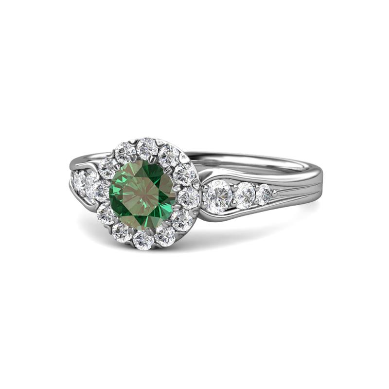 Kallista Signature Diamond and Lab Created Alexandrite Halo Engagement Ring 
