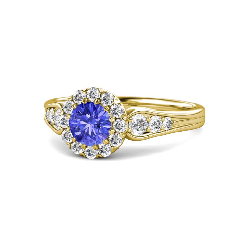 Kallista Signature Tanzanite and Diamond Halo Engagement Ring 