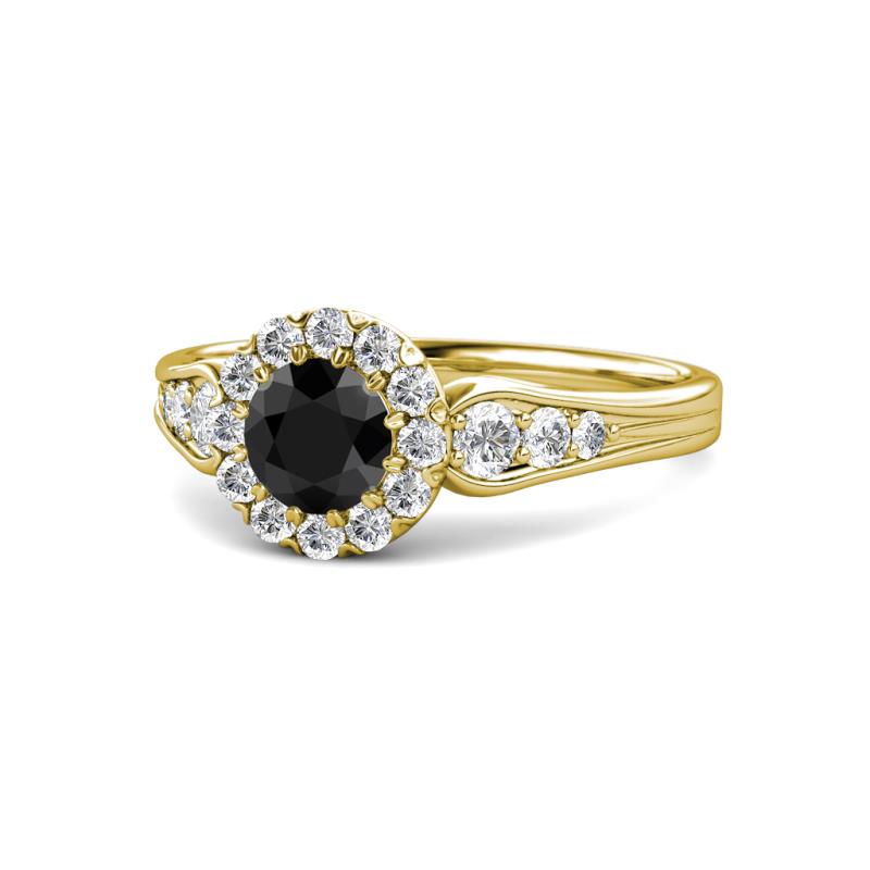 Kallista Signature Black and White Diamond Halo Engagement Ring 