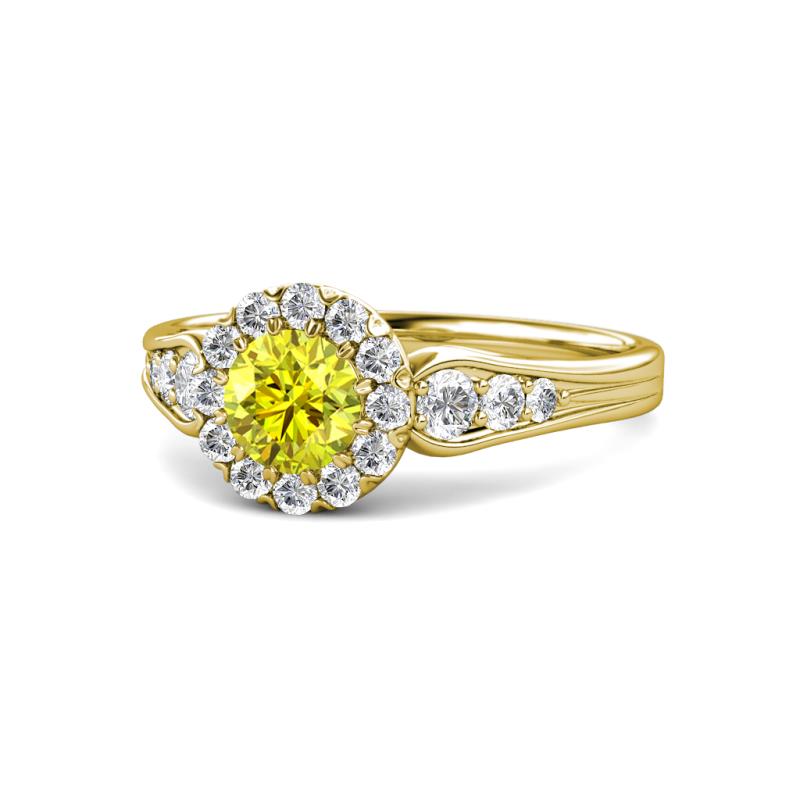 Kallista Signature Yellow and White Diamond Halo Engagement Ring 
