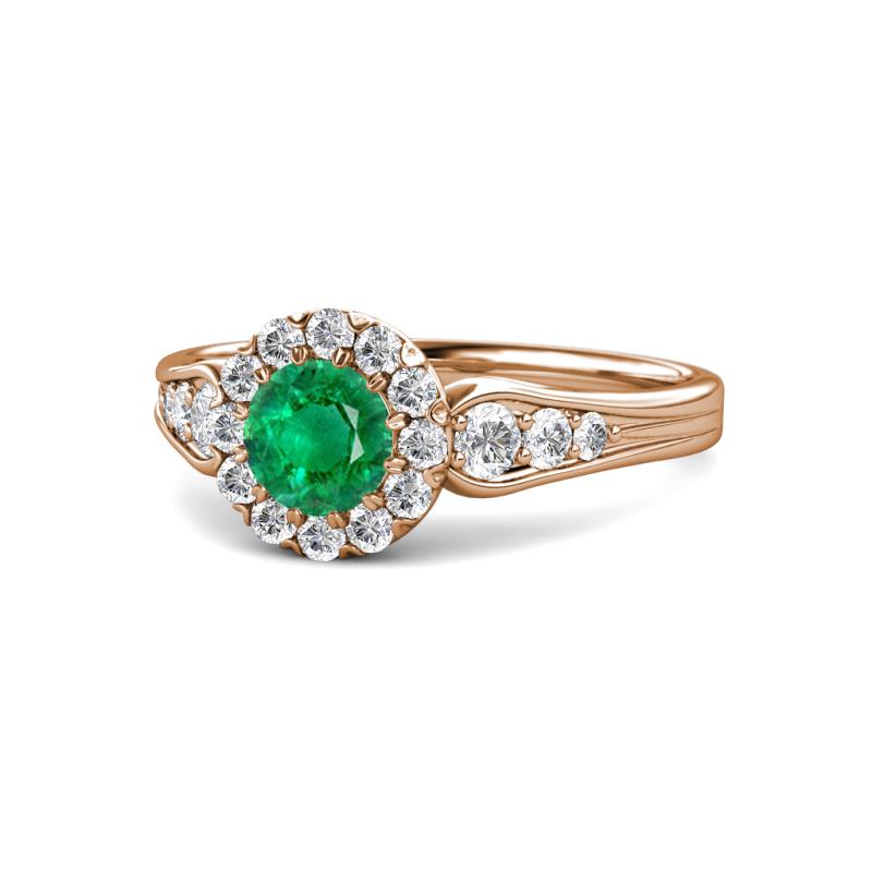 Kallista Signature Emerald and Diamond Halo Engagement Ring 