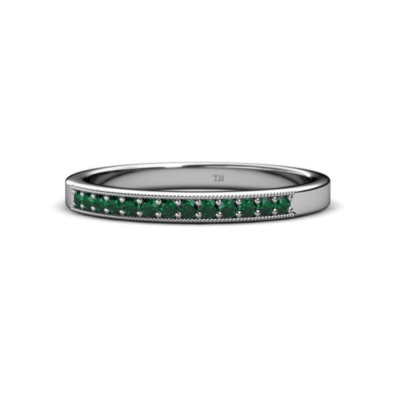 Janice 1.70 mm Emerald 13 Stone Wedding Band 