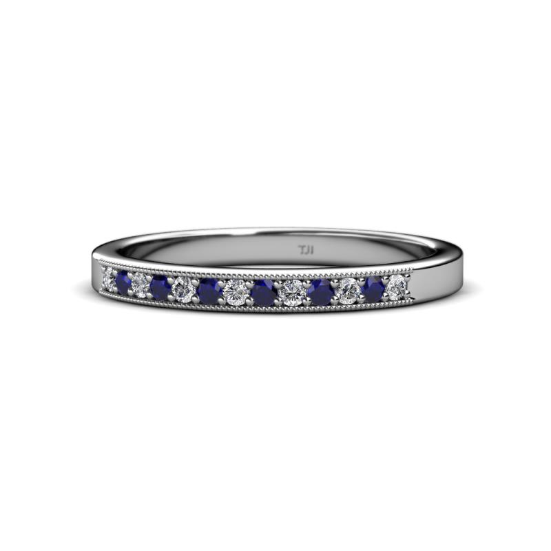 Janice 1.70 mm Blue Sapphire and Diamond 13 Stone Wedding Band 