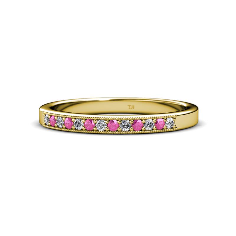 Janice 1.70 mm Pink Sapphire and Diamond 13 Stone Wedding Band 