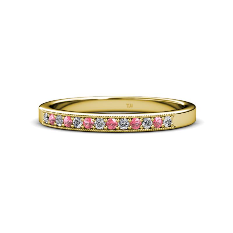 Janice 1.70 mm Pink Tourmaline and Diamond 13 Stone Wedding Band 