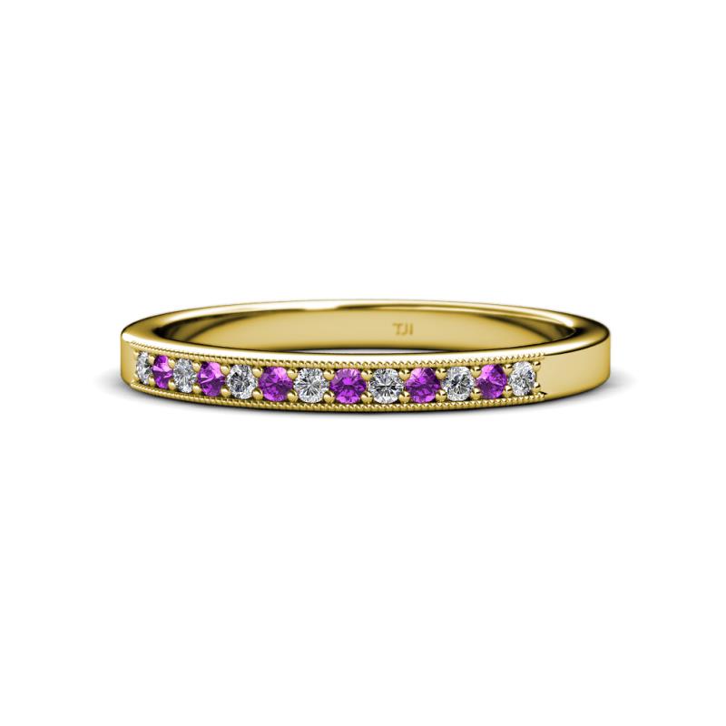 Janice 1.70 mm Amethyst and Diamond 13 Stone Wedding Band 