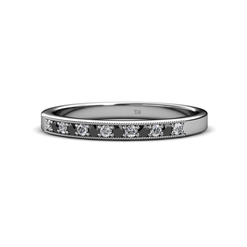 Janice 1.70 mm Black and White Diamond 13 Stone Wedding Band 