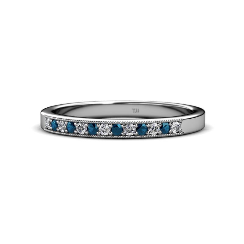 Janice 1.70 mm Blue and White Diamond 13 Stone Wedding Band 