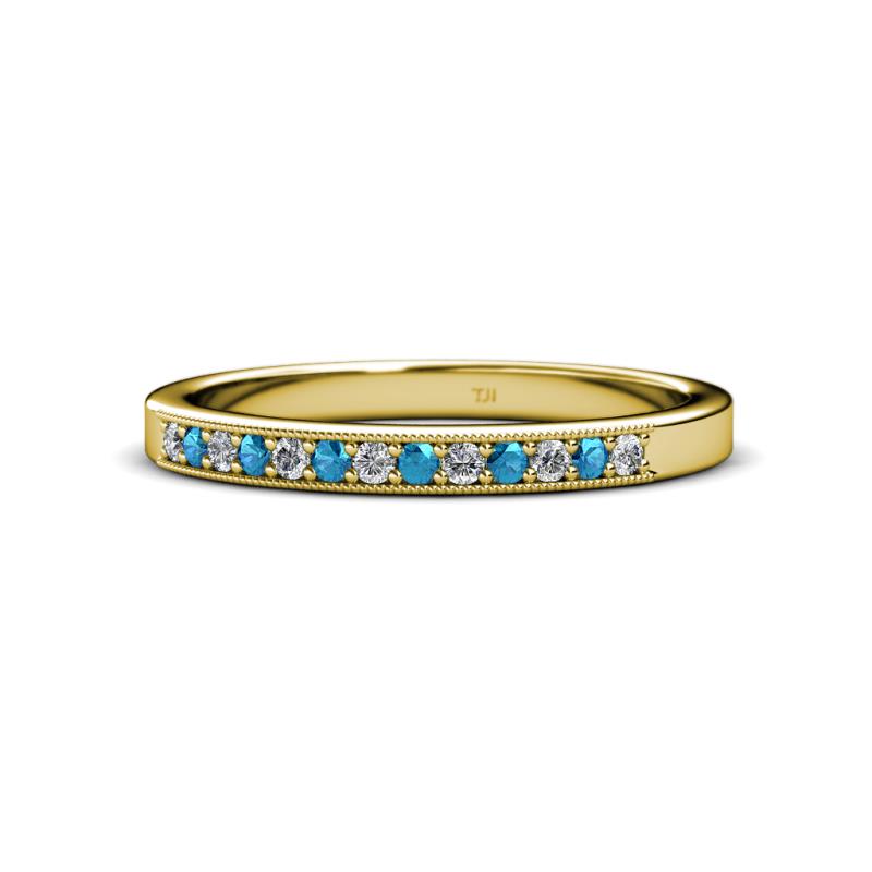 Janice 1.70 mm London Blue Topaz and Diamond 13 Stone Wedding Band 