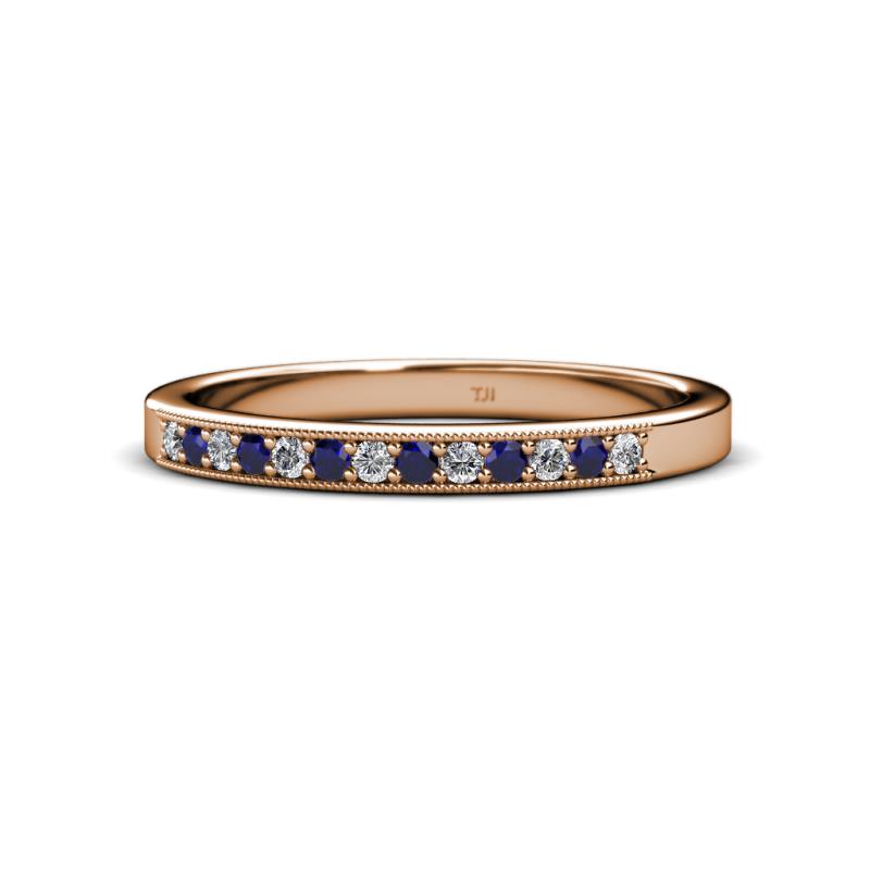 Janice 1.70 mm Blue Sapphire and Diamond 13 Stone Wedding Band 