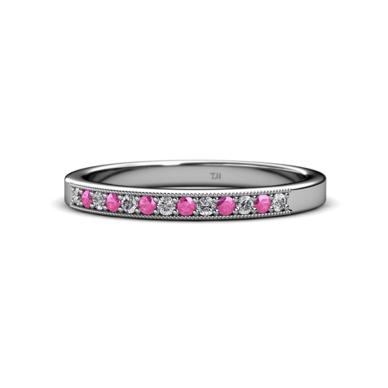 Janice 1.70 mm Pink Sapphire and Diamond 13 Stone Wedding Band 