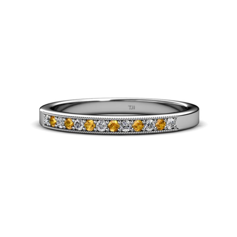 Janice 1.70 mm Citrine and Diamond 13 Stone Wedding Band 