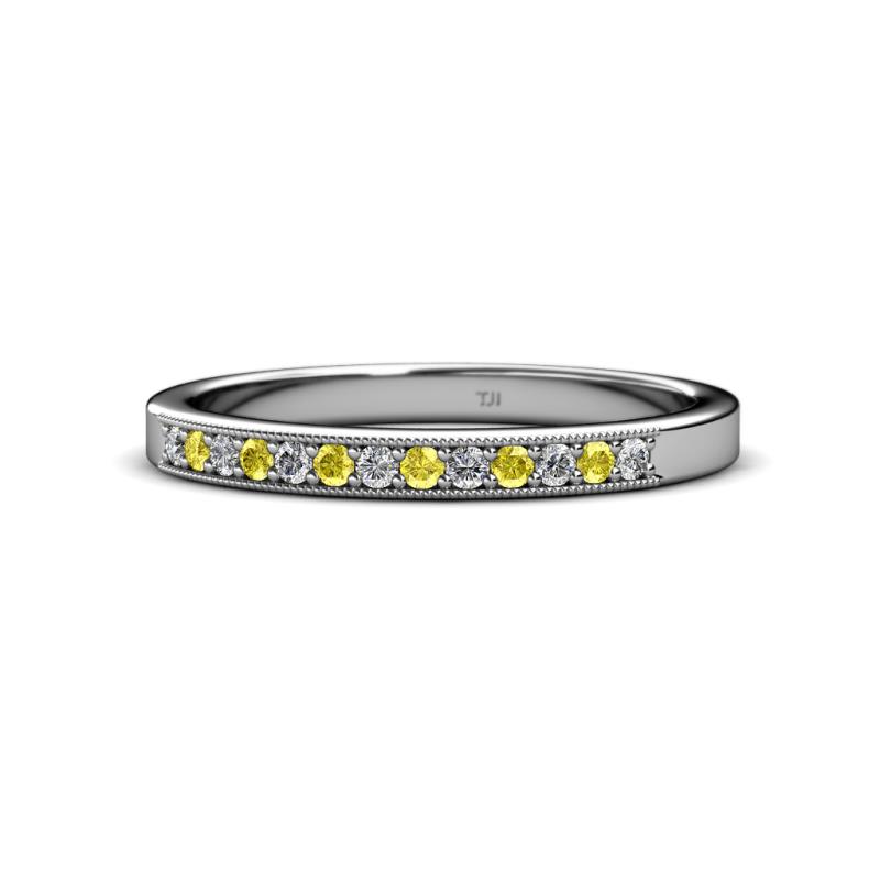 Janice 1.70 mm Yellow Sapphire and Diamond 13 Stone Wedding Band 