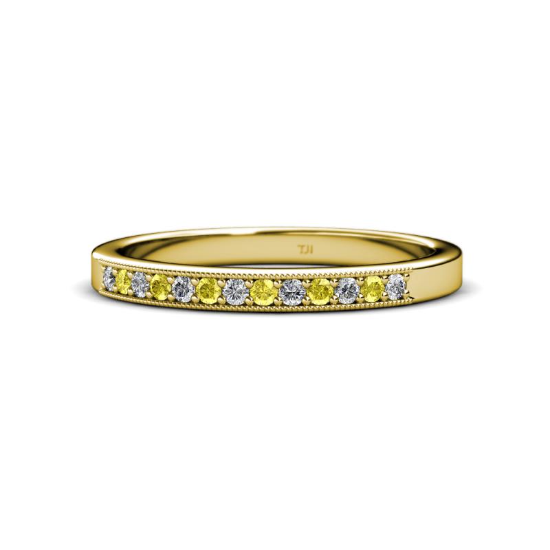 Janice 1.70 mm Yellow Sapphire and Diamond 13 Stone Wedding Band 