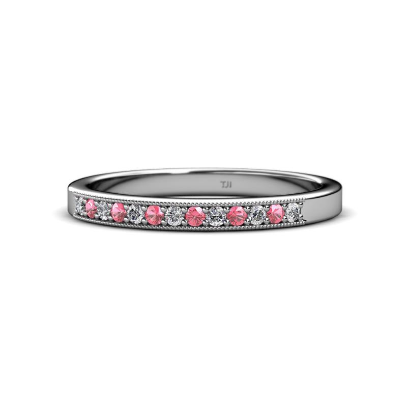 Janice 1.70 mm Pink Tourmaline and Diamond 13 Stone Wedding Band 