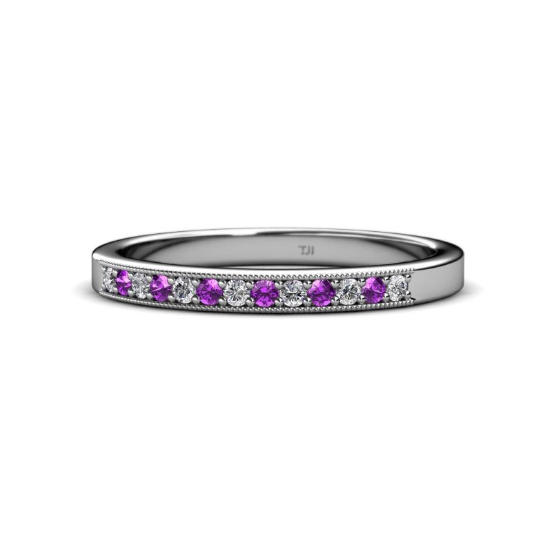 Janice 1.70 mm Amethyst and Diamond 13 Stone Wedding Band 