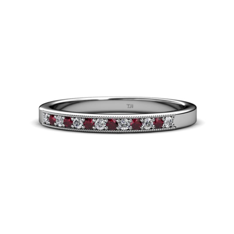 Janice 1.70 mm Ruby and Diamond 13 Stone Wedding Band 