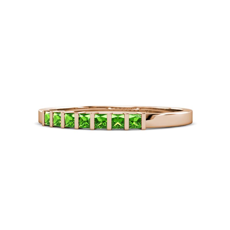 Abila 0.63 ctw (2.50 mm) Princess Cut Green Garnet 7 Stone Wedding Band 