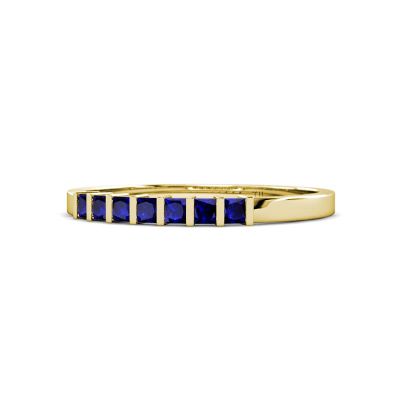 Abila 0.63 ctw (2.50 mm) Princess Cut Blue Sapphire 7 Stone Wedding Band 