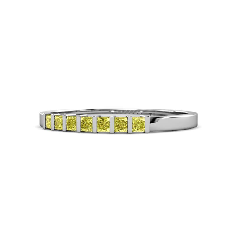 Abila 0.70 ctw (2.50 mm) Princess Cut Yellow Diamond 7 Stone Wedding Band 