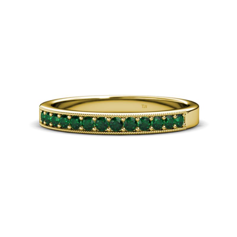 Janice 2.00 mm Round Emerald 13 Stone Wedding Band 