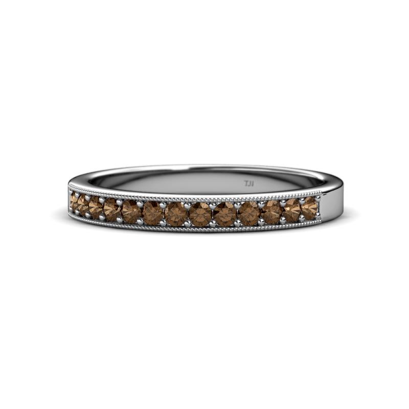 Janice 2.00 mm Round Smoky Quartz 13 Stone Wedding Band 