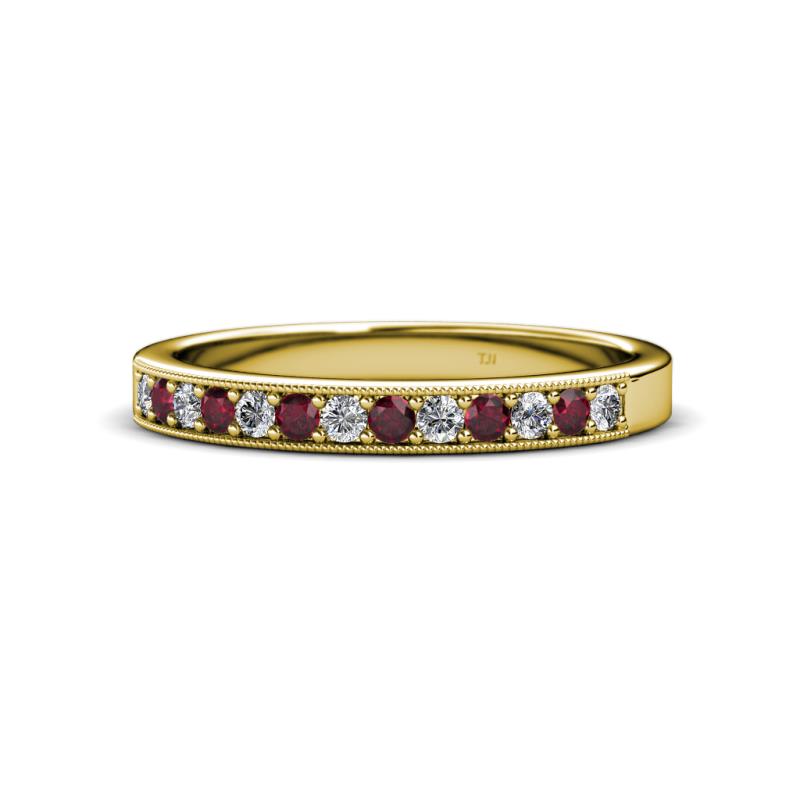 Janice 2.00 mm Round Ruby and Diamond 13 Stone Wedding Band 