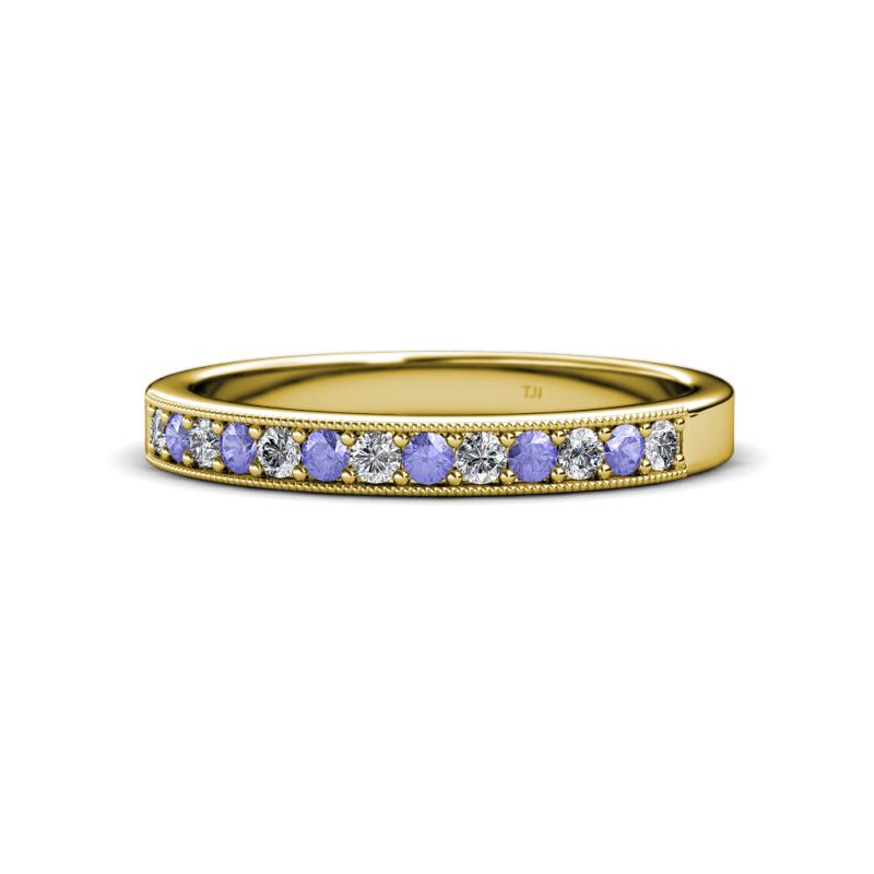 Janice 2.00 mm Round Tanzanite and Diamond 13 Stone Wedding Band 