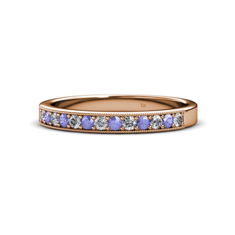 Janice 2.00 mm Round Tanzanite and Diamond 13 Stone Wedding Band 