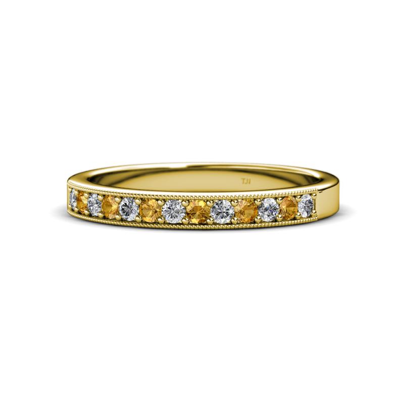 Janice 2.00 mm Round Citrine and Diamond 13 Stone Wedding Band 