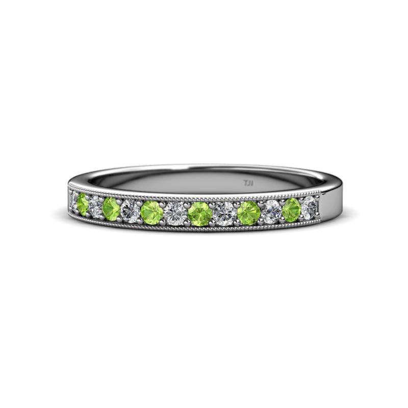 Janice 2.00 mm Round Peridot and Diamond 13 Stone Wedding Band 