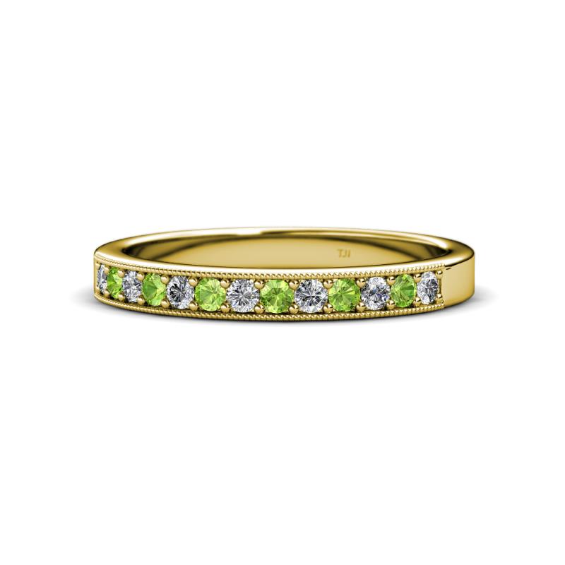 Janice 2.00 mm Round Peridot and Diamond 13 Stone Wedding Band 