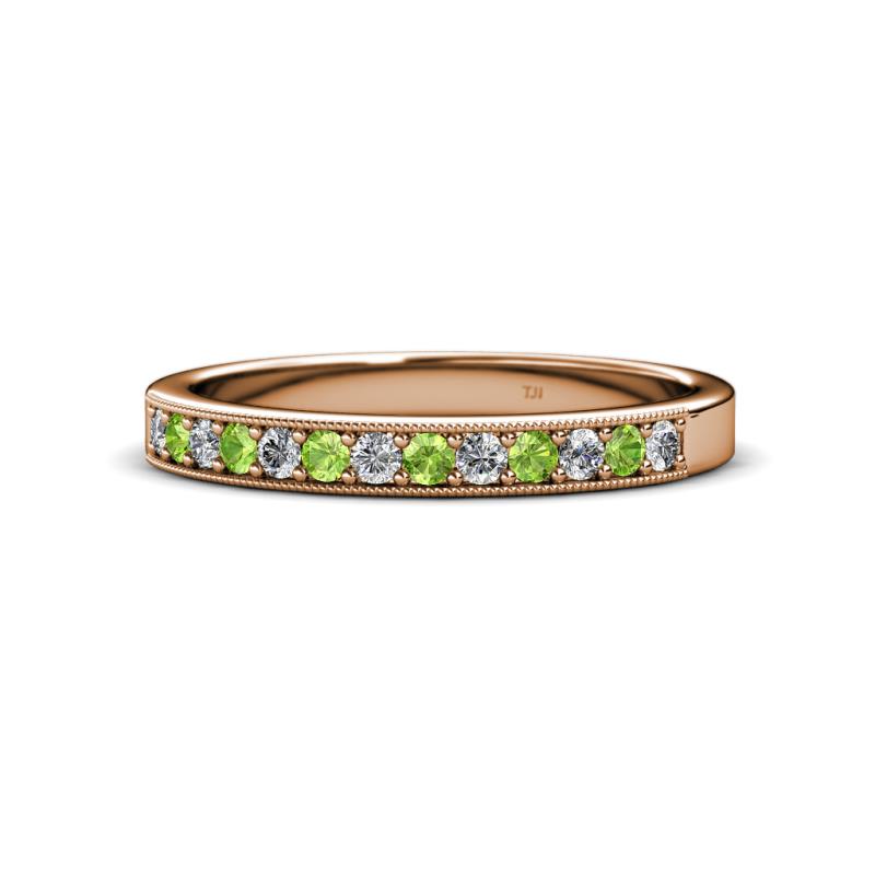 Janice 2.00 mm Round Peridot and Diamond 13 Stone Wedding Band 