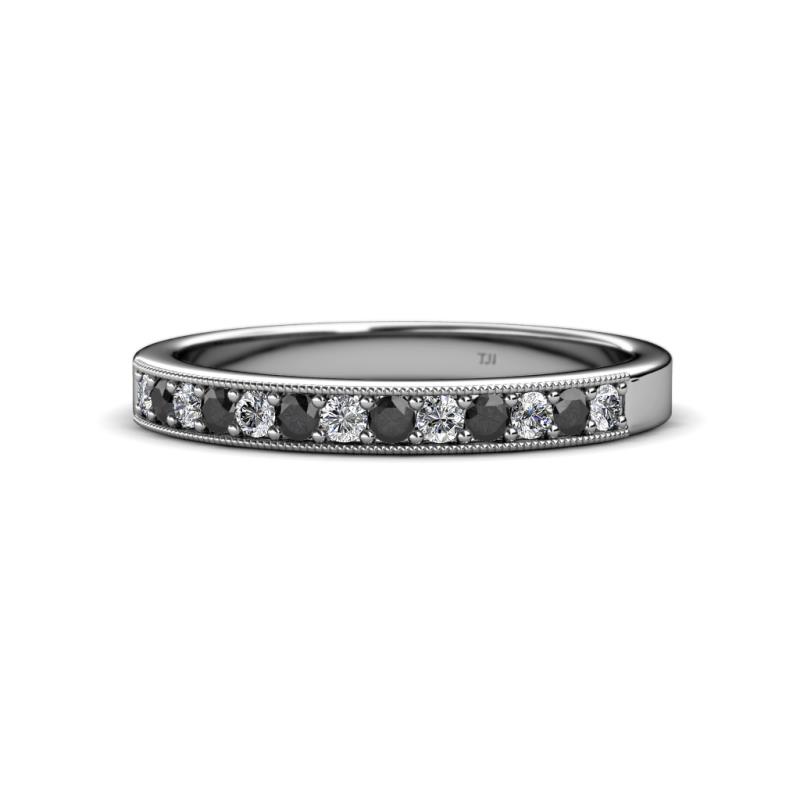 Janice 2.00 mm Round Black and White Diamond 13 Stone Wedding Band 