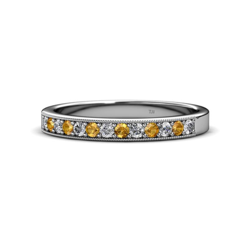 Janice 2.00 mm Round Citrine and Diamond 13 Stone Wedding Band 