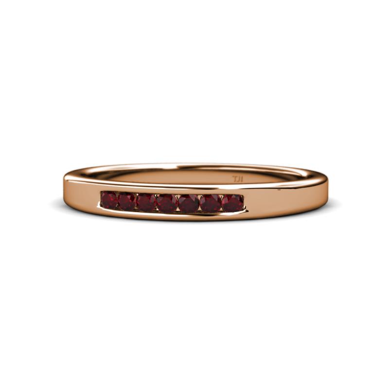 Kathiryn 2.00 mm Red Garnet 7 Stone Wedding Band 