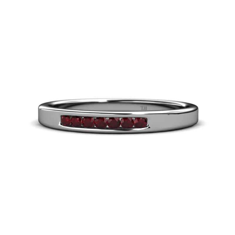 Kathiryn 2.00 mm Red Garnet 7 Stone Wedding Band 