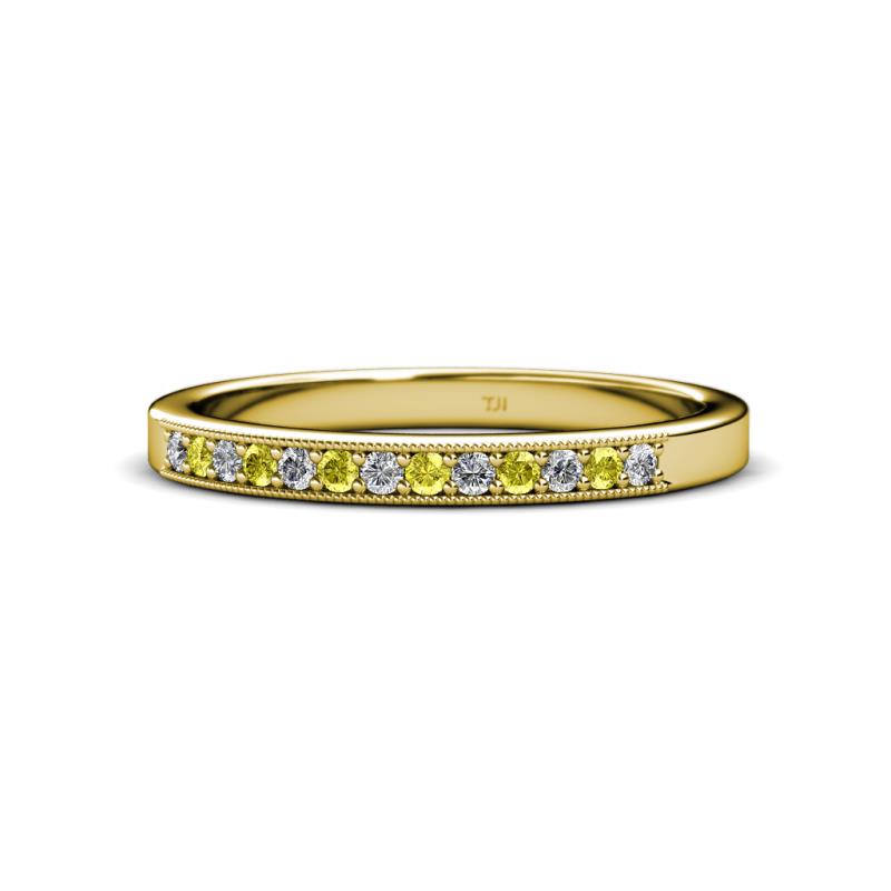 Janice 1.70 mm Yellow and White Diamond 13 Stone Wedding Band 