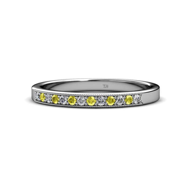 Janice 1.70 mm Yellow and White Diamond 13 Stone Wedding Band 